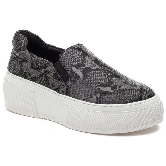 J/Slides Cleo Platform Leather Snake Embossed Shoe - Picture 1 of 4